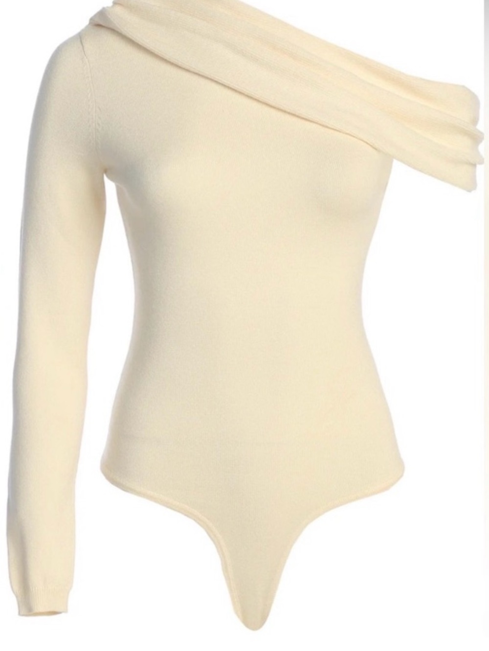 JLUXLABEL IVORY ZOIE KNIT ONE SHOULDER BODYSUIT | XS